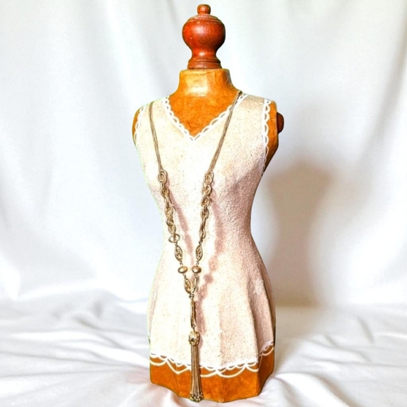 Lia Sophia Vintage Boho Long Fashion Necklace In Cute Draw-String Macrame Pouch - Picture 3 of 6